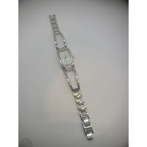 Vintage Watch-it Wristwatch Silver Tone Crystals Metal Band Bracelet Jewelry
